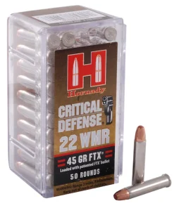 Hornady Critical Defense 22 Winchester Magnum Rimfire (WMR) Ammo 45 Grain Hornady FTX Polymer Tip For Sale In Europe Online