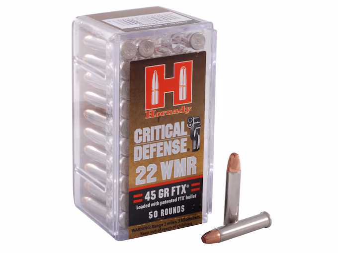 Hornady Critical Defense 22 Winchester Magnum Rimfire (WMR) Ammo 45 Grain Hornady FTX Polymer Tip Hornady Critical Defense 22 Winchester Magnum Rimfire (WMR) Ammo 45 Grain Hornady FTX Polymer Tip For Sale In Europe Online